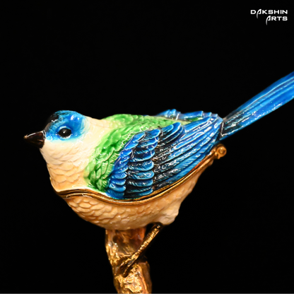 Bird on Stump Enamel Box
