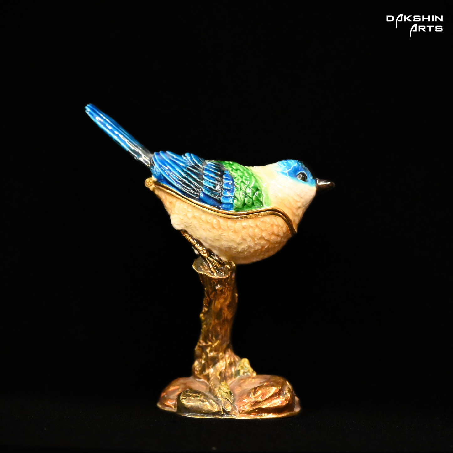 Bird on Stump Enamel Box