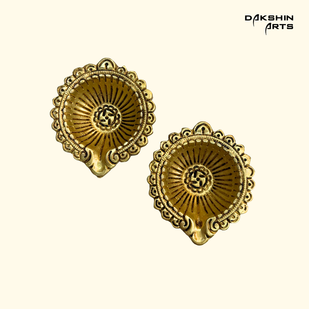 Brass Designer Diya (Set of 2) - Dakshin Arts