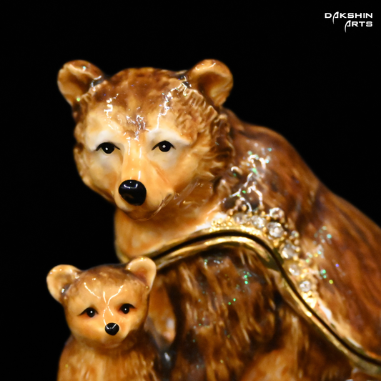 Bear with Cub Enamel Box