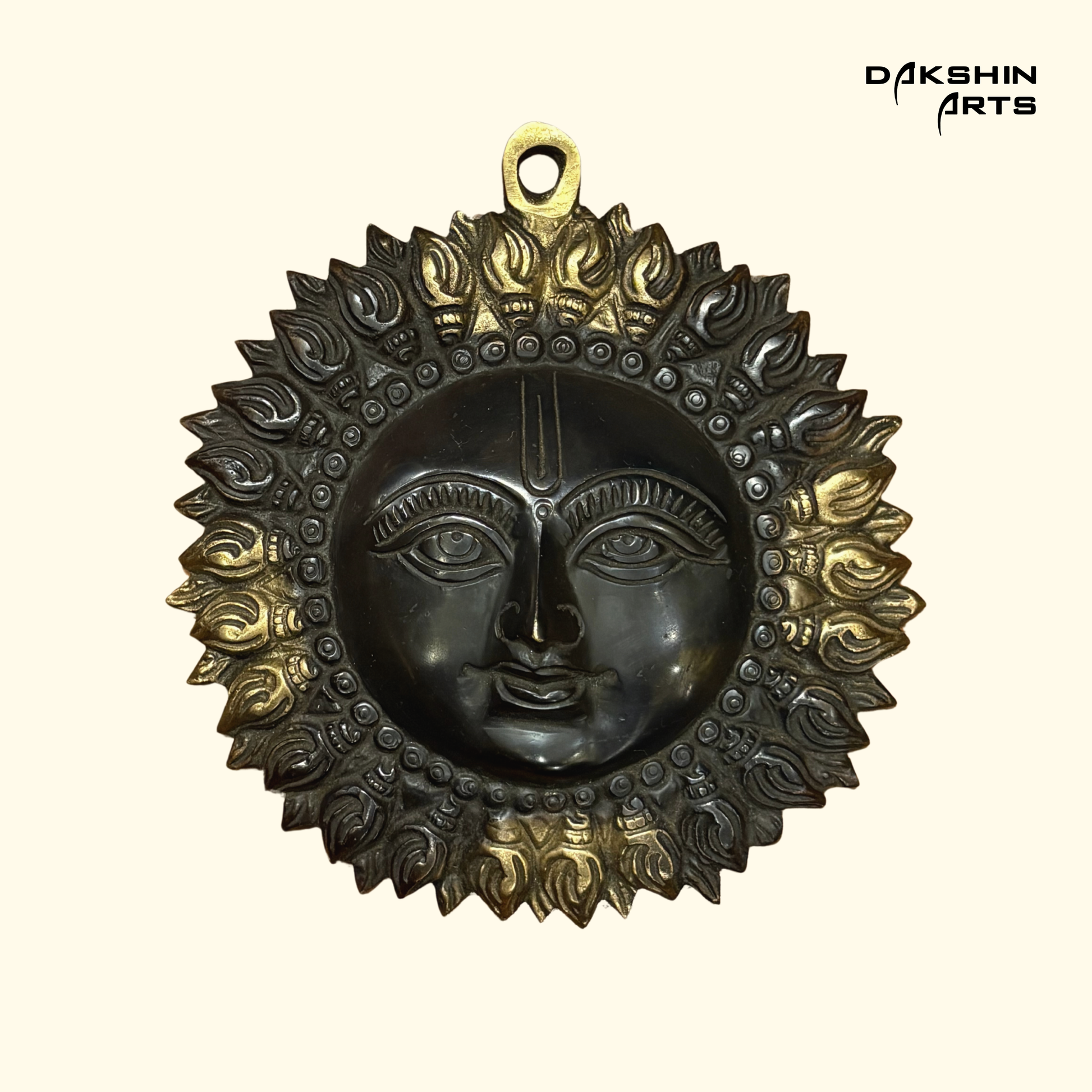 Brass Black Sun Mask - Dakshin Arts
