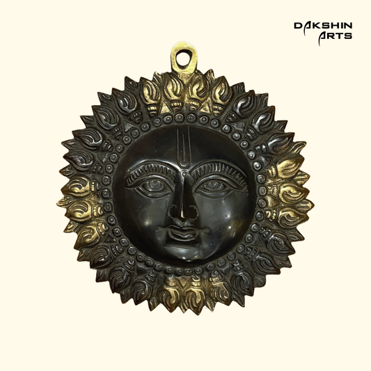 Brass Black Sun Mask - Dakshin Arts