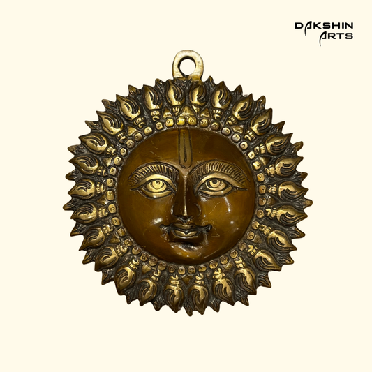 Brass Brown Sun Mask - Dakshin Arts
