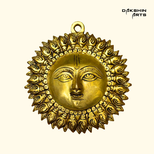 Brass Golden Sun Mask - Dakshin Arts