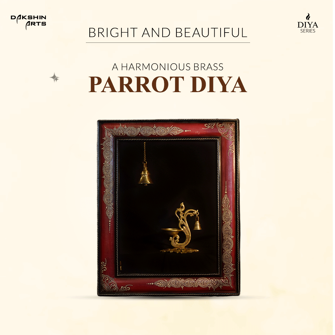 Parrot Diya with Bell on Base