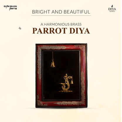 Parrot Diya with Bell on Base